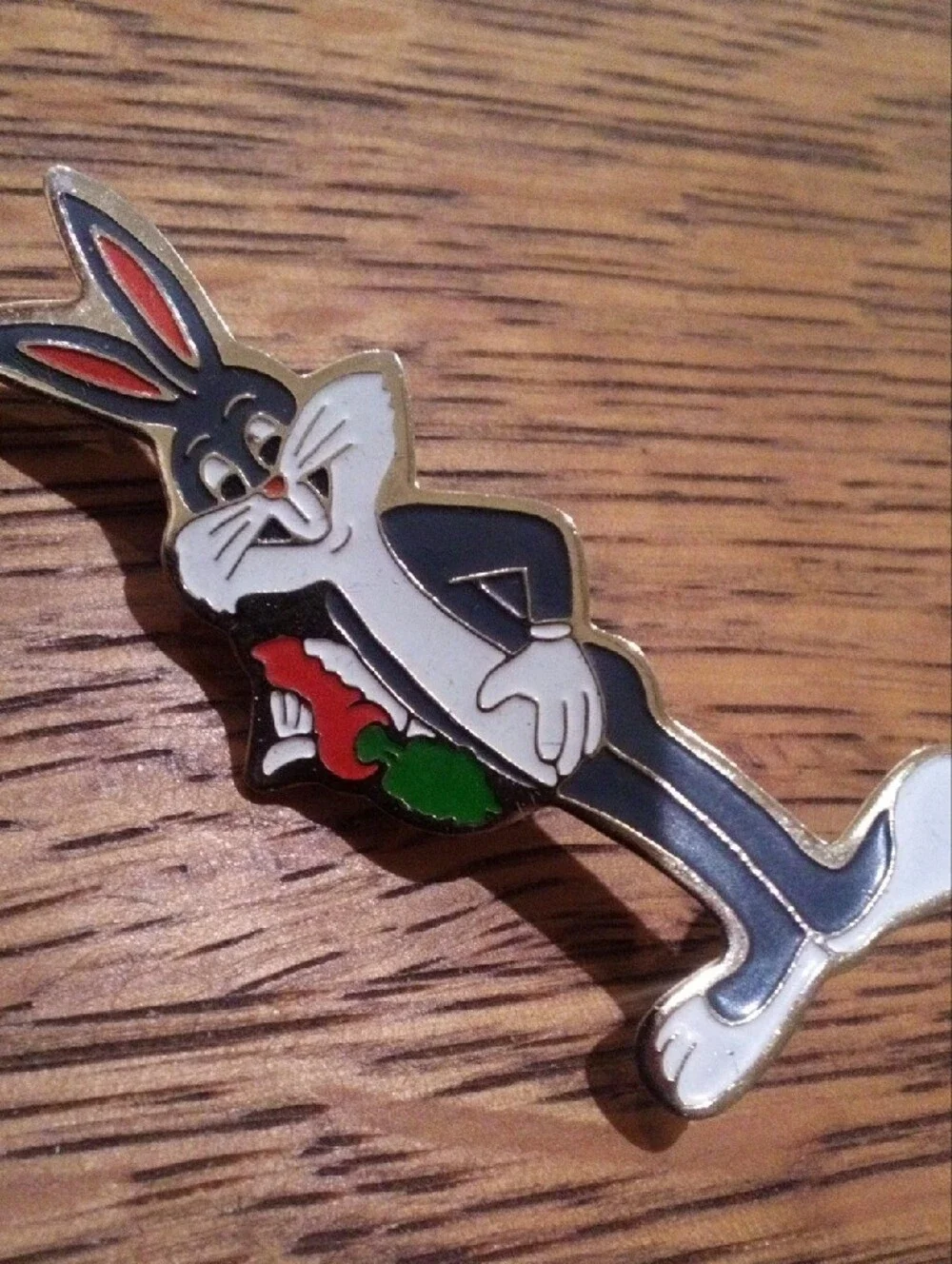 Looney Tunes Bugs Bunny Enamel Pin - Gray, White with Red & Green Accent